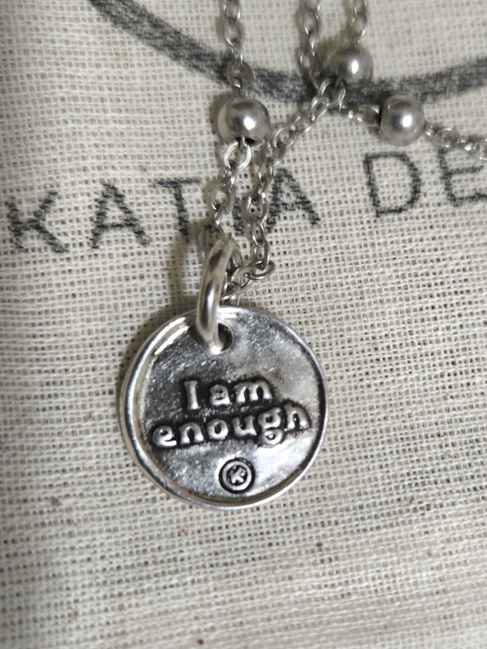 KATIE DESIGNS Double Silver Pendant Necklace Set - Silver - Picture 4 of 4